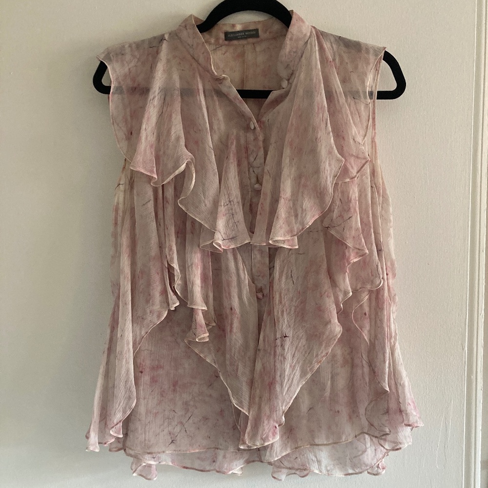 Alexander McQueen Chiffon Sleeveless Blouse, Light Pink Pattern